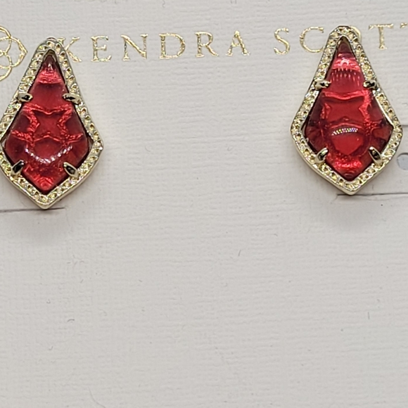 Custom Kendra Scott Stud Earrings Berry Red Gold - Picture 2 of 13